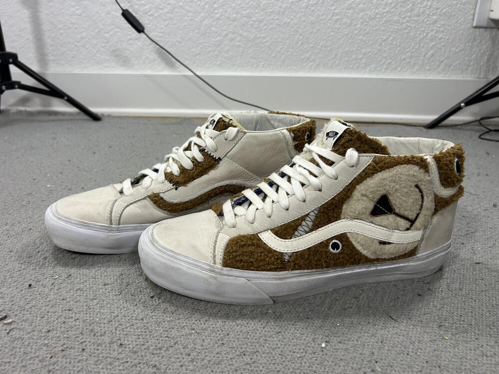Vans Vault Sk8-Mid Bear Shoes Mens 12 White Brown Imran Potato Skate Sneaker